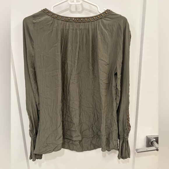 Ramy Brook Olive Green Clara Embellished Slit Sleeve Top Size Small - Picture 13 of 16